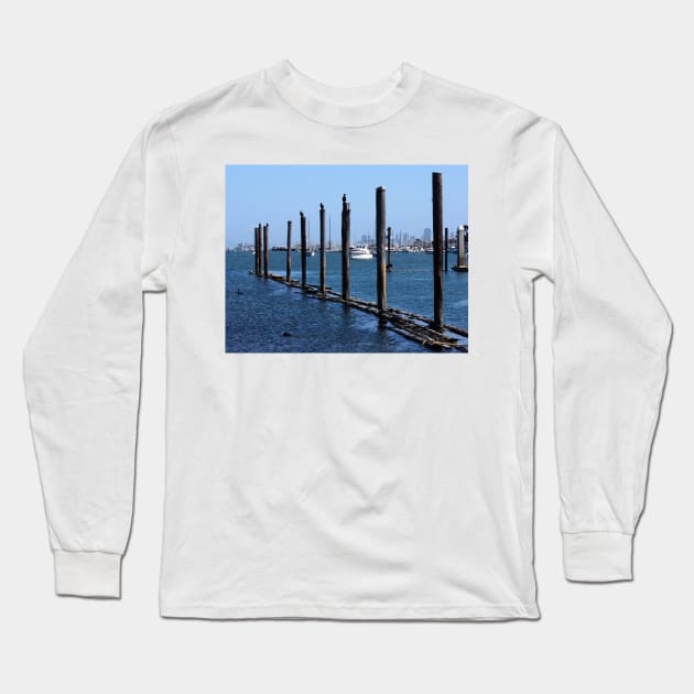 Sausalito Pile Moorings. San Francisco Bay Area Long Sleeve T-Shirt by IgorPozdnyakov